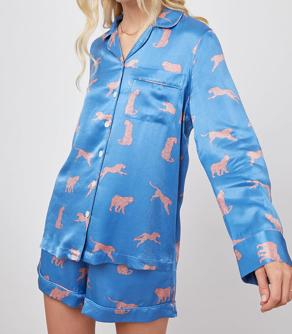 CLARISE PINK CHEETAHS PAJAMAS-FRONT IN MOTION