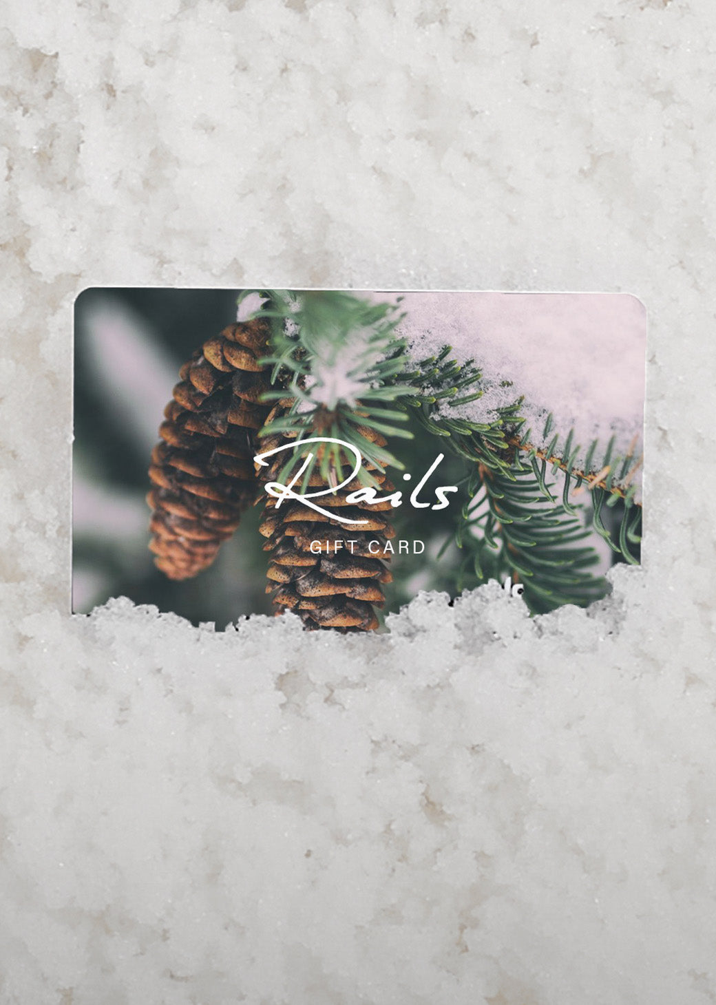 EDITORIAL IMAGE OF GIFT CARD WITH WINTER IMAGERY OF PINECONES