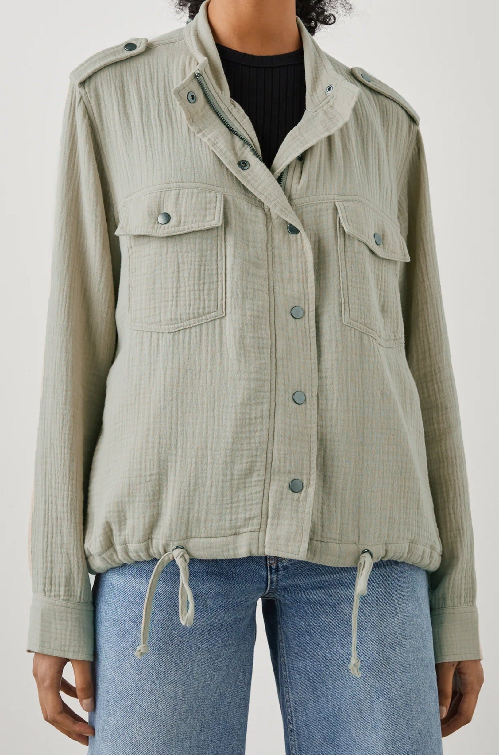 COLLINS JACKET GAUZE SAGE - FRONT