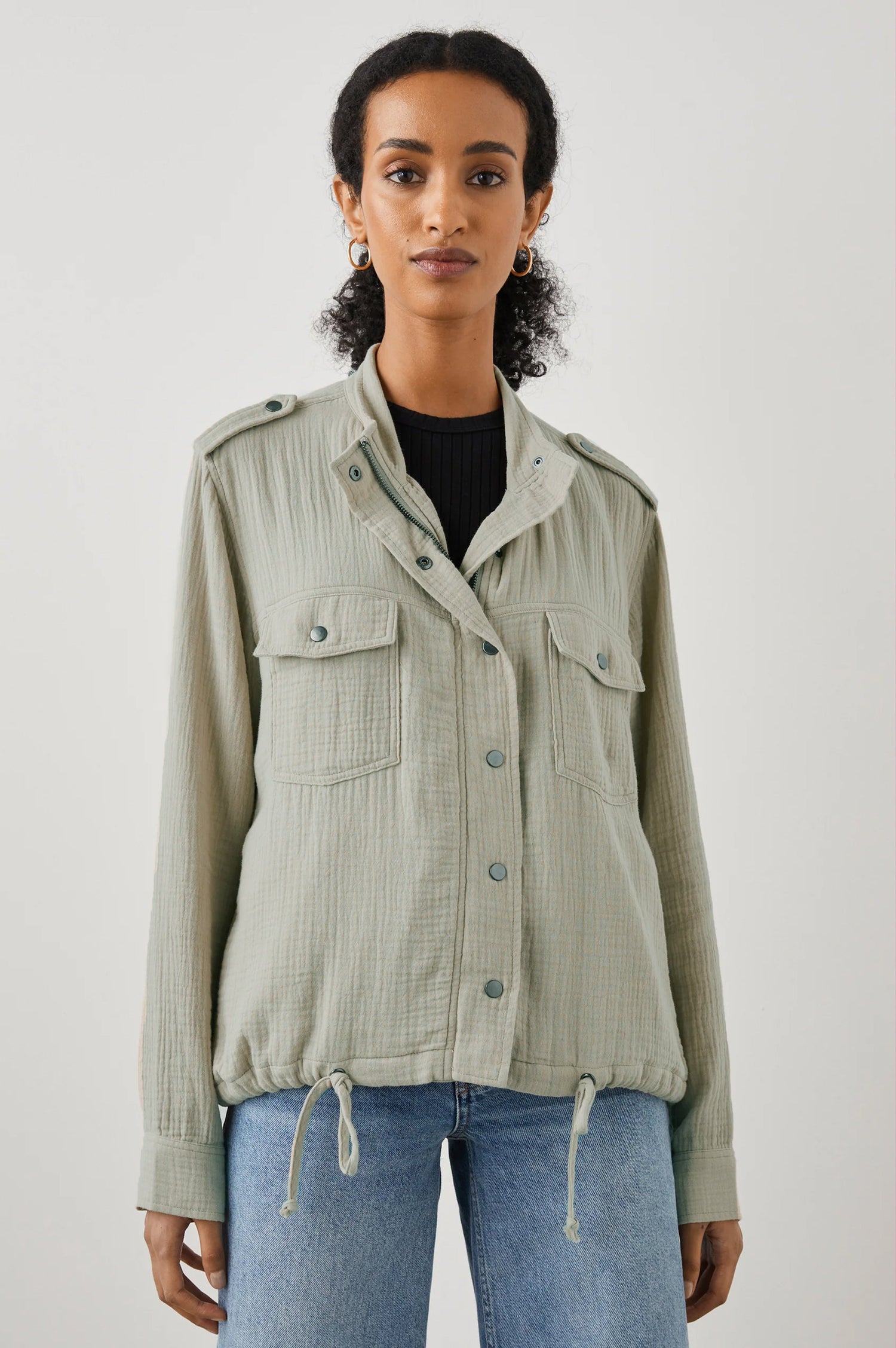 COLLINS JACKET GAUZE SAGE - FRONT