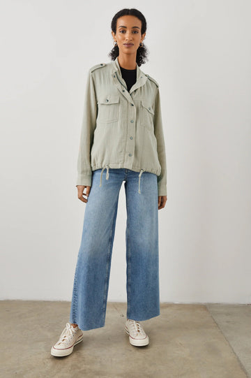 COLLINS JACKET GAUZE SAGE - FULL FRONT BODY