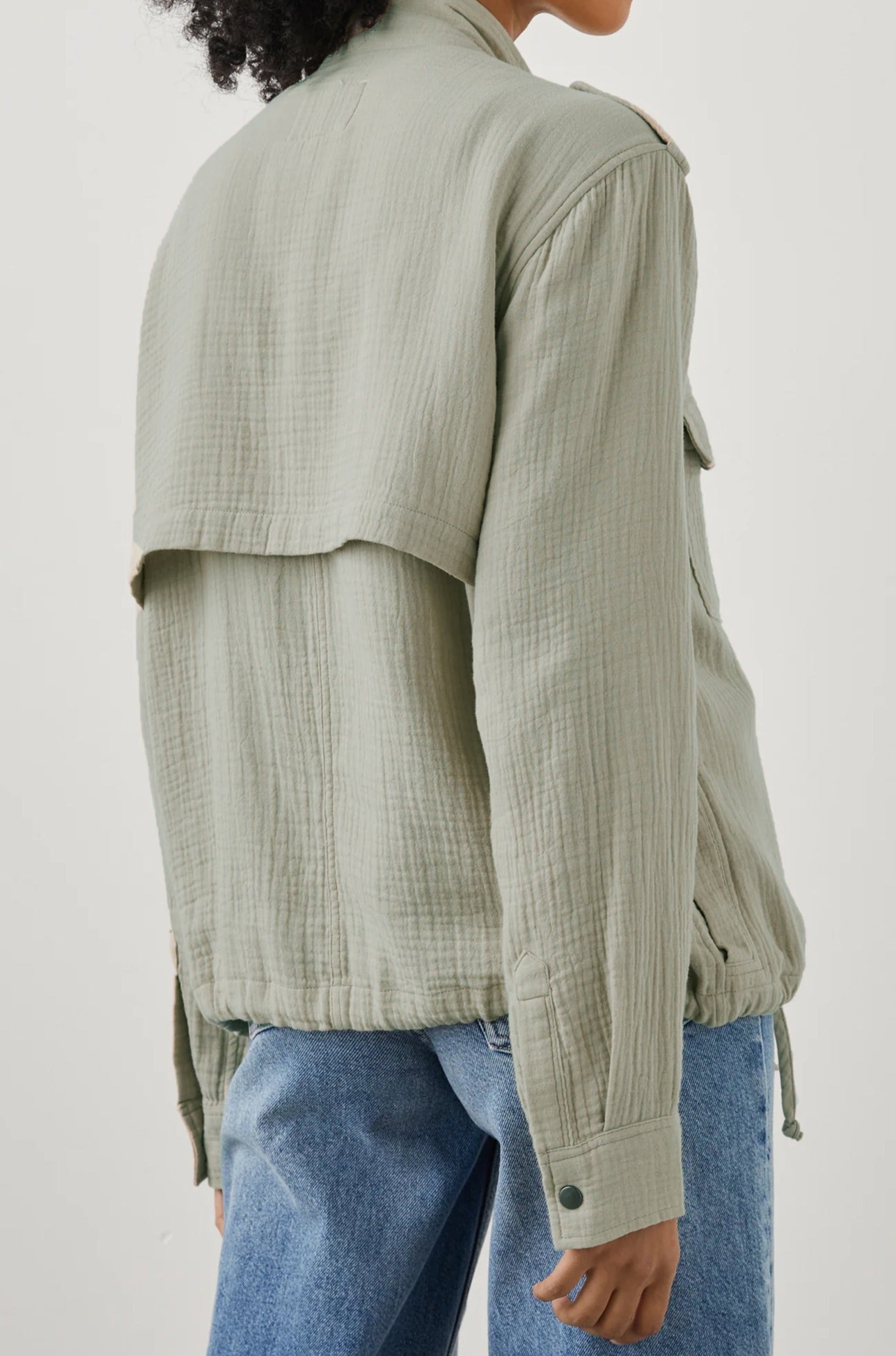 COLLINS JACKET GAUZE SAGE - BACK