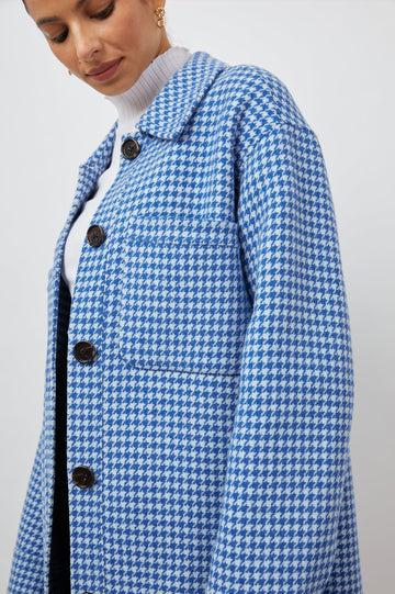CONNIE COBALT HOUNSTOOTH SHACKET-DETAIL
