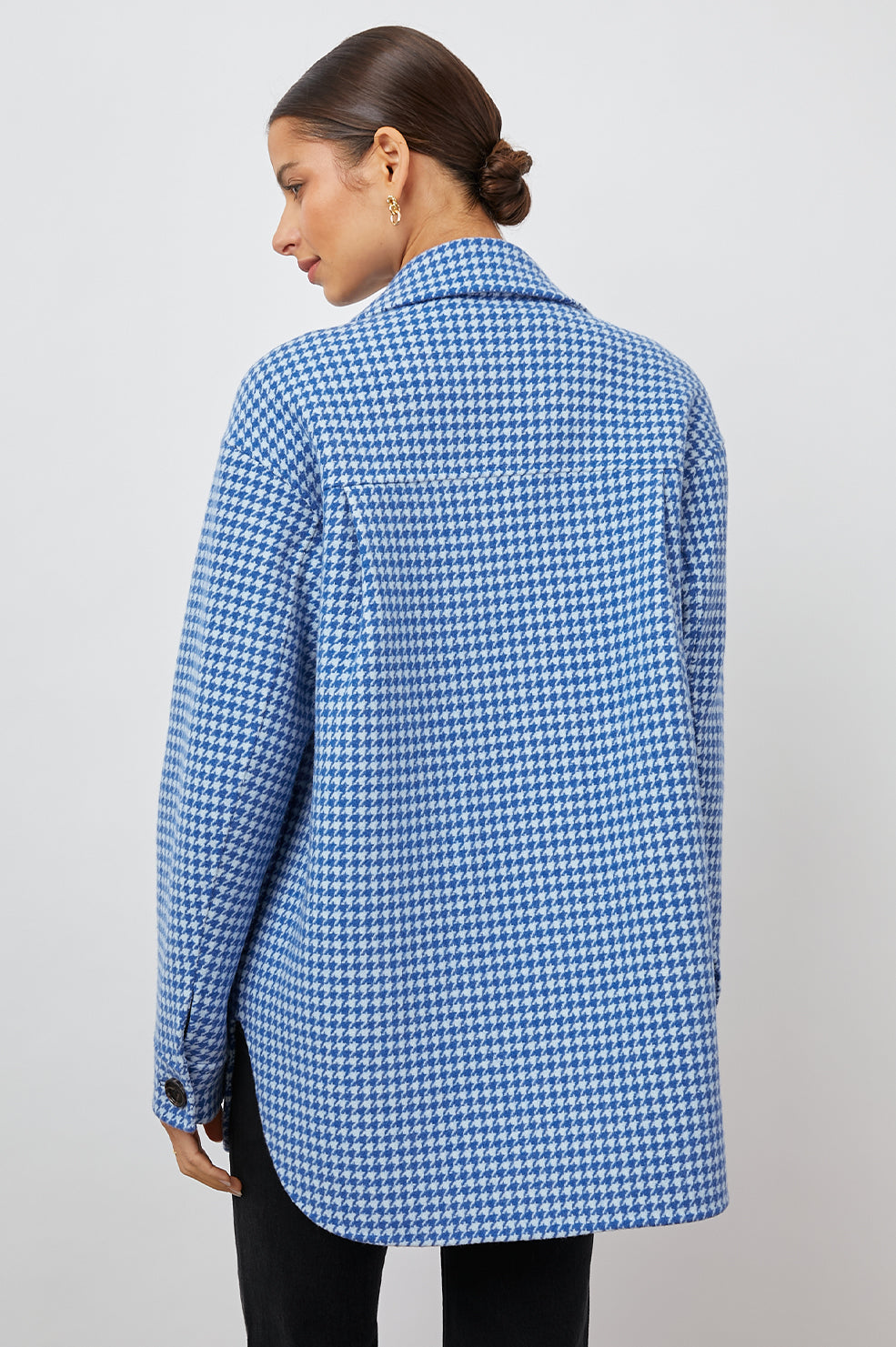 CONNIE COBALT HOUNSTOOTH SHACKET-BACK