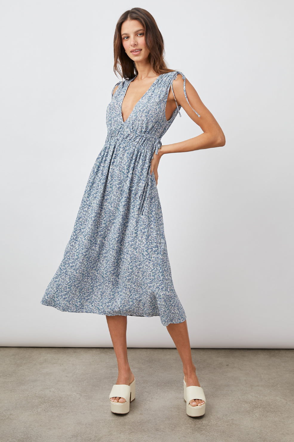 CONSTANTINE BLUE MINI GARDEN DRESS-FRONT FULL BODY