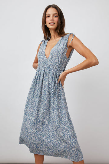 CONSTANTINE BLUE MINI GARDEN DRESS- FRONT