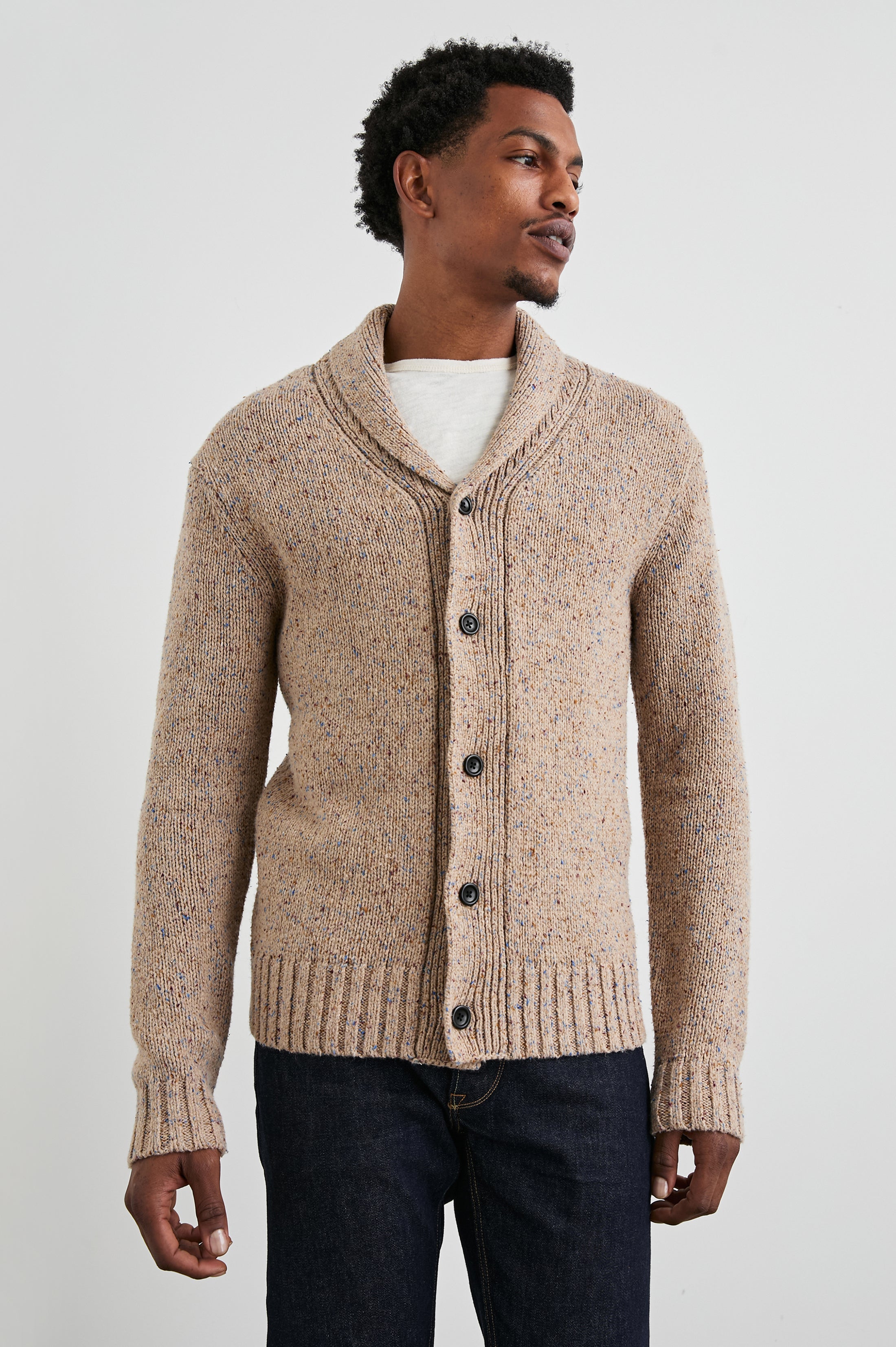 CORDEN CARDIGAN - OATMEAL SPECKLE – Rails UK