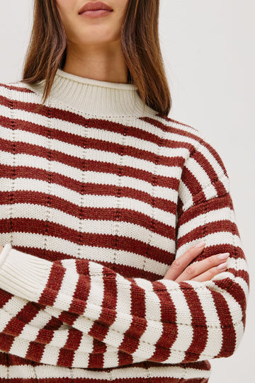 CORRINE SWEATER - IVORY RUSSET STRIPE