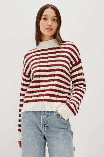 CORRINE SWEATER - IVORY RUSSET STRIPE
