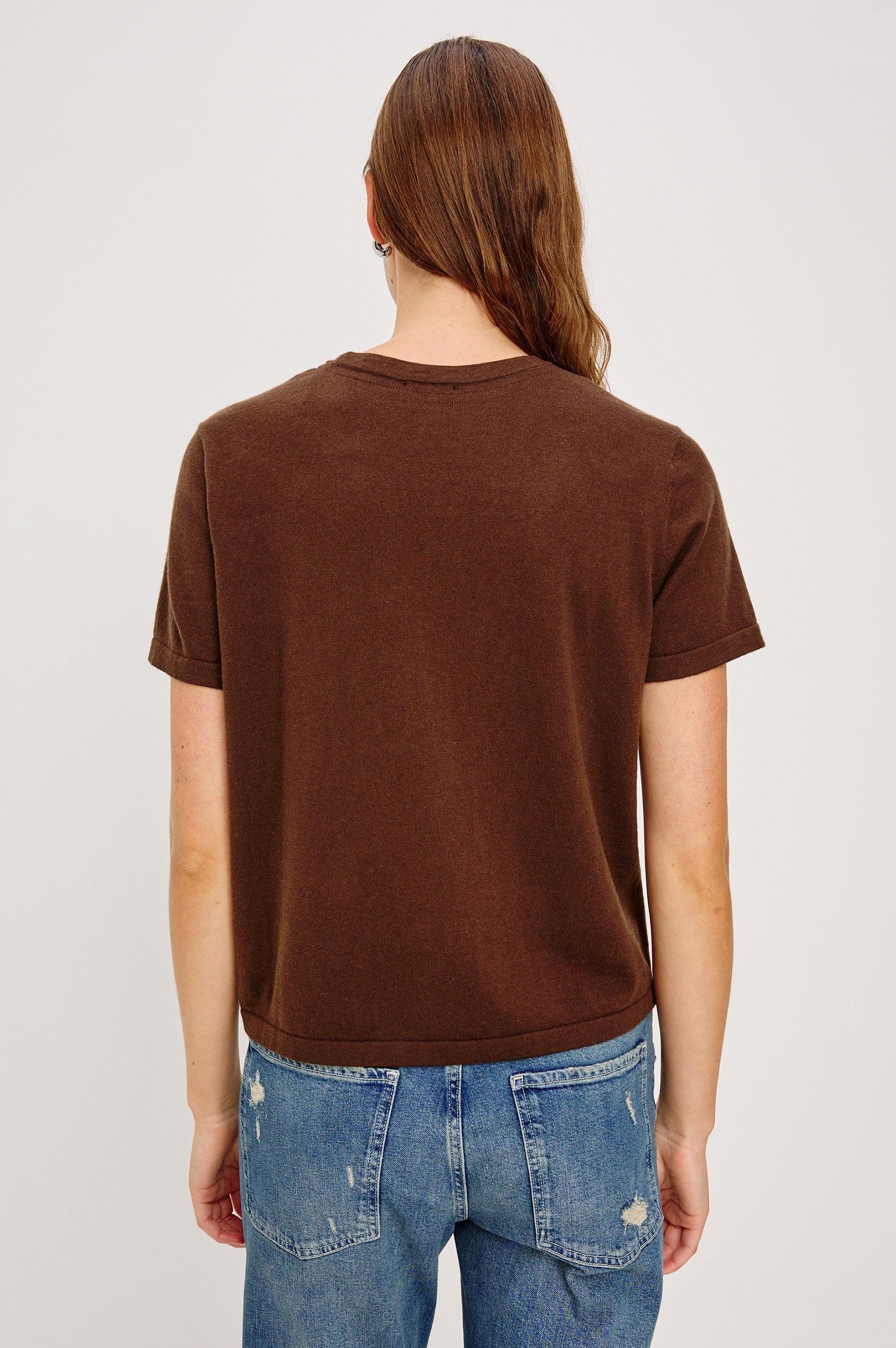 COTTON CASHMERE T-SHIRT - ESPRESSO