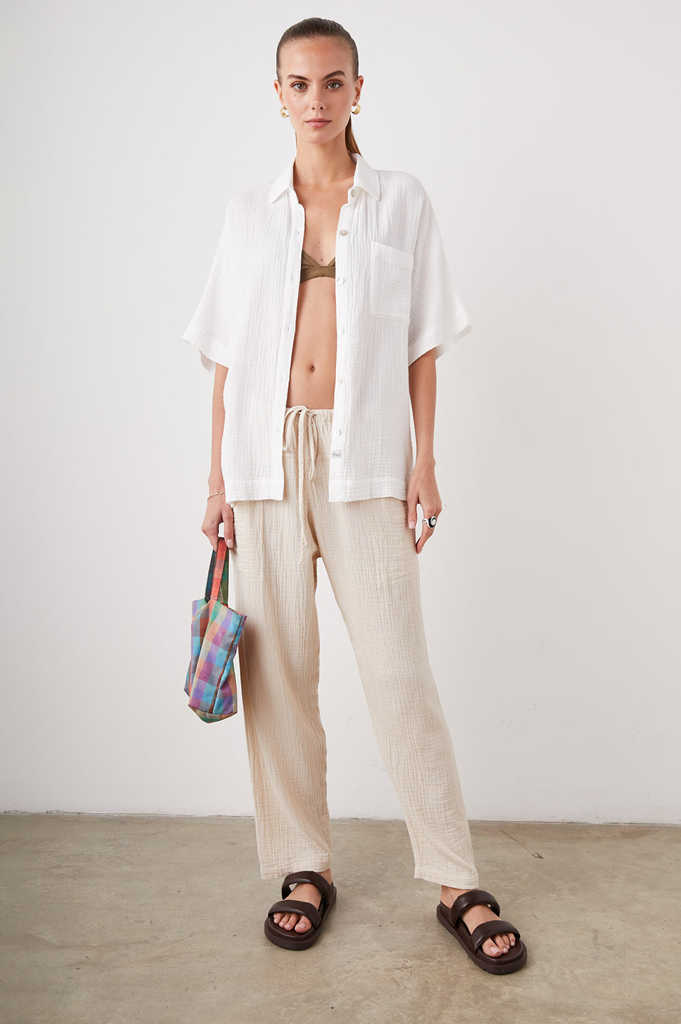 DARBY PANT FLAX - FRONT FULL BODY