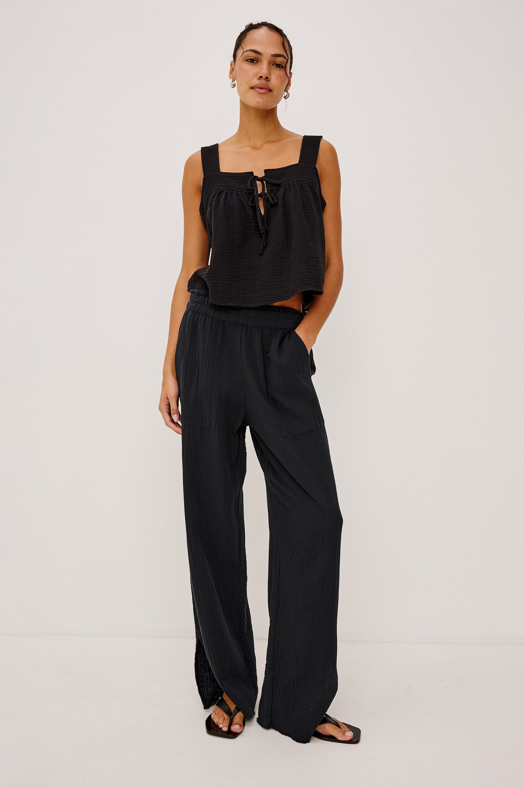 ENYA TOP - BLACK GAUZE