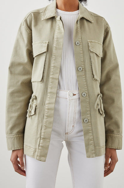 EVAN SAGE JACKET - FRONT UNBUTTONED