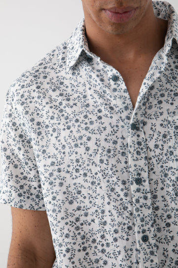 FAIRFAX CREEPING IVY WHITE BLUE SHIRT - DETAIL