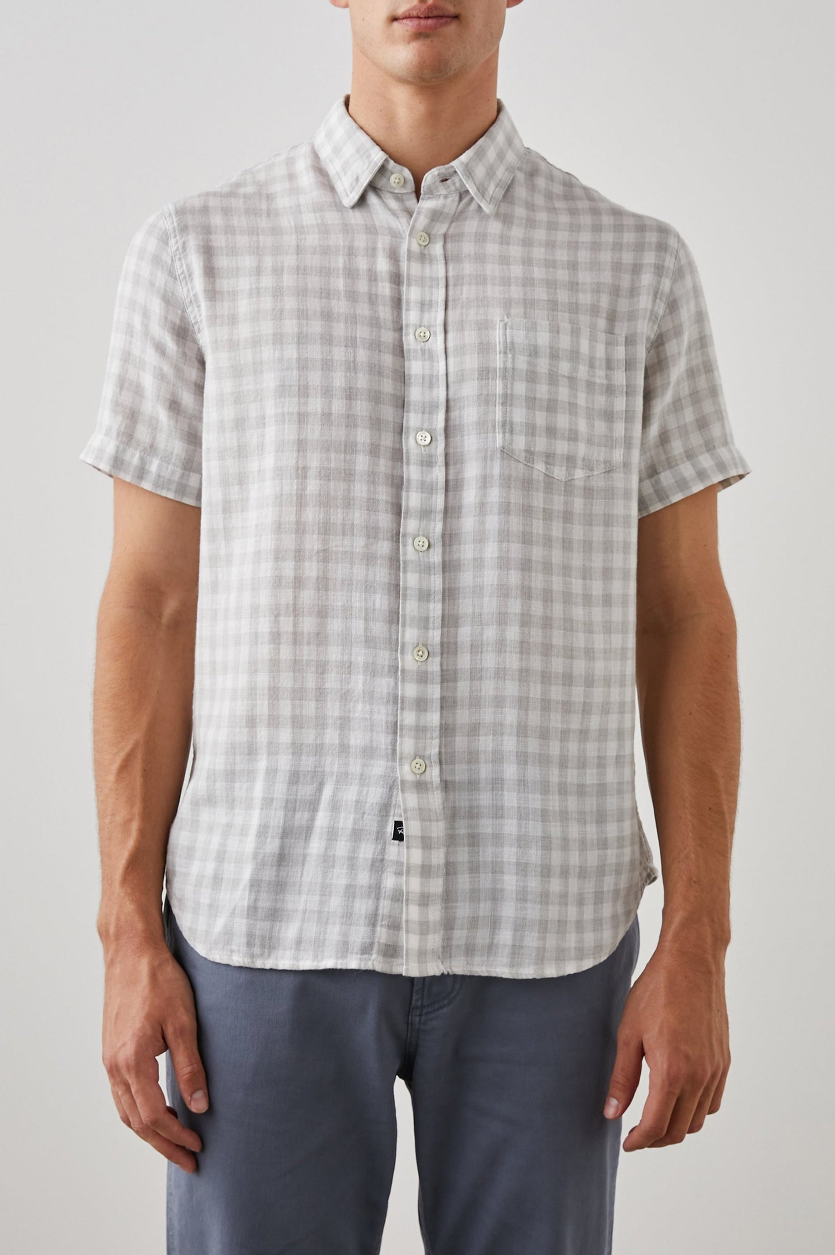 FAIRFAX SHIR GREY GINGHAM MELANGE - FRONT
