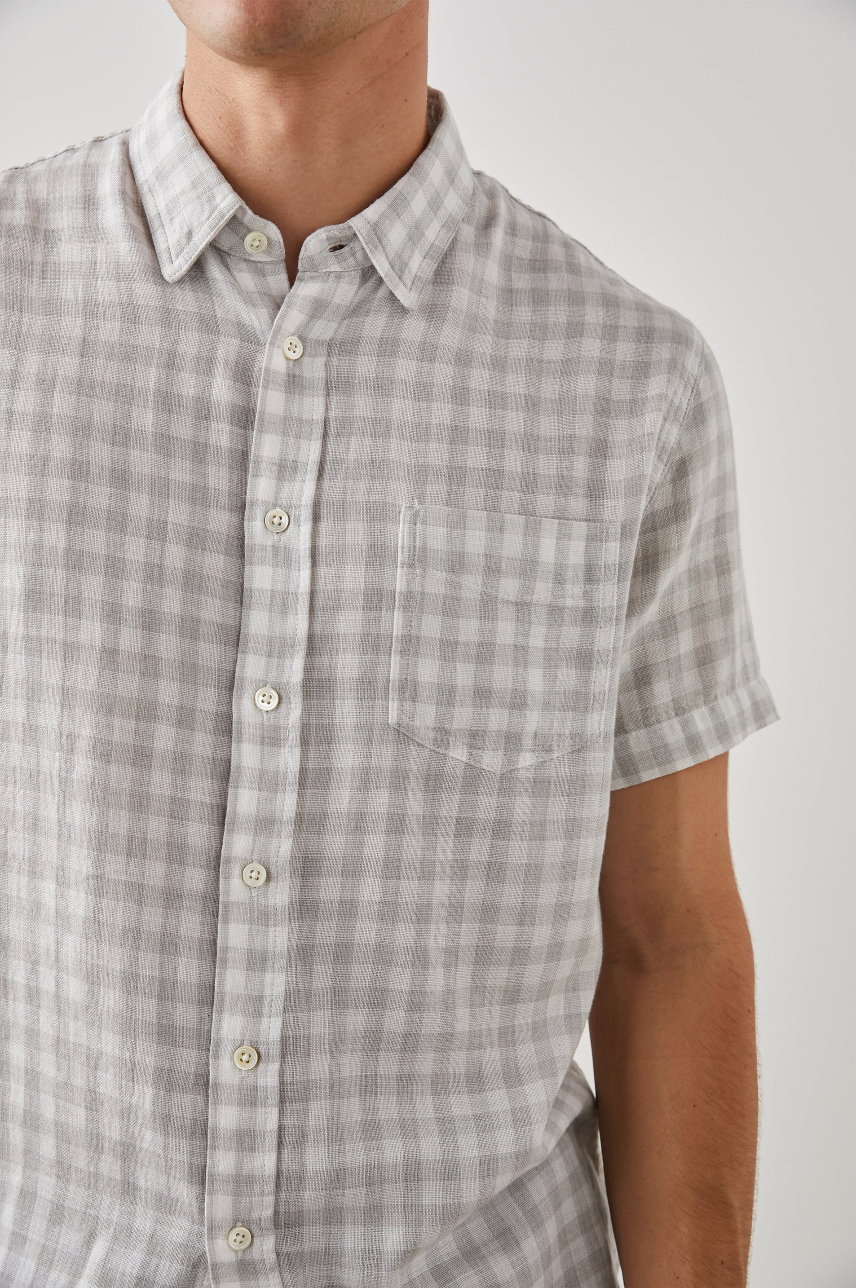 FAIRFAX SHIR GREY GINGHAM MELANGE - DETAIL