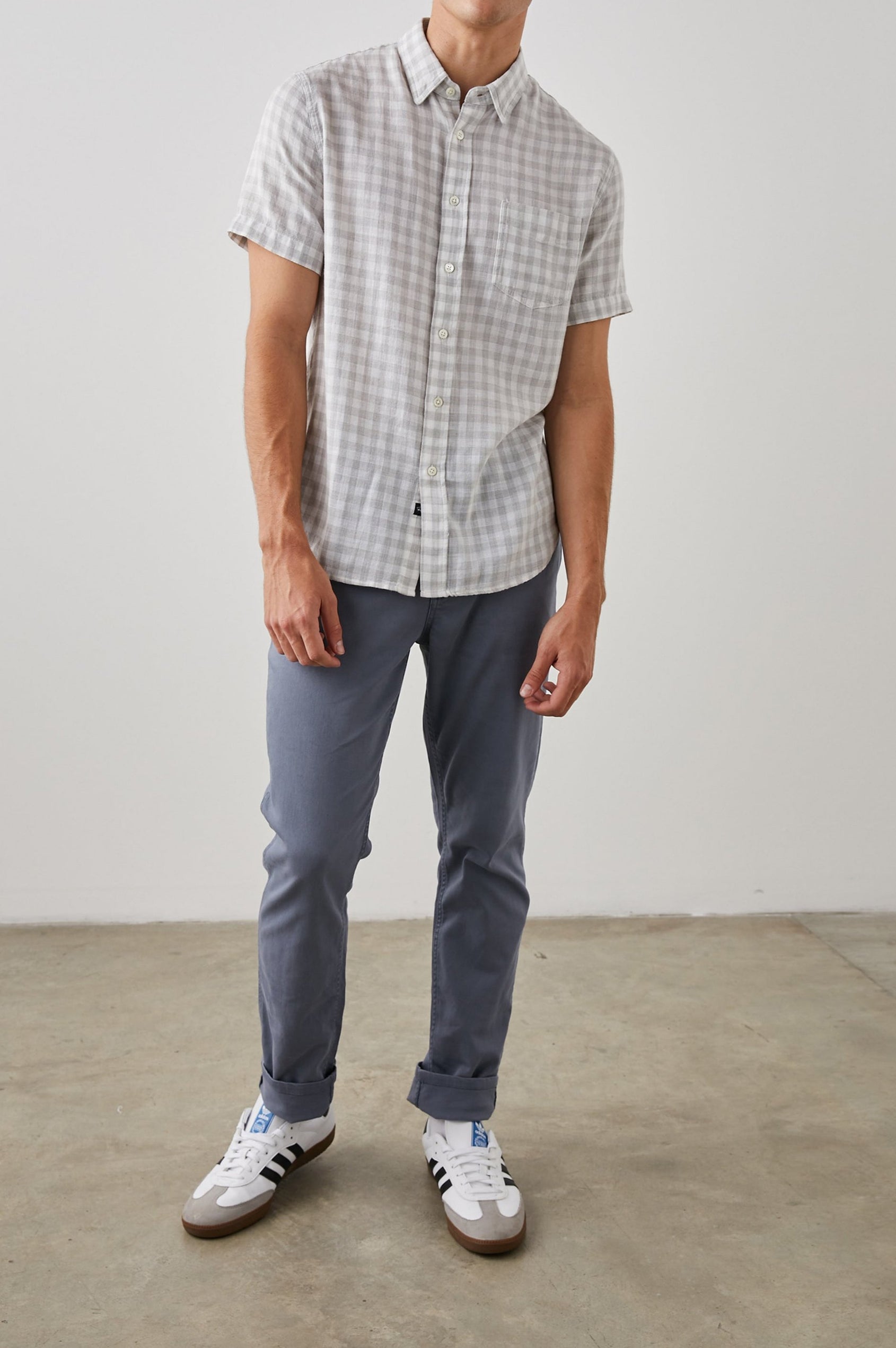 FAIRFAX SHIR GREY GINGHAM MELANGE - FULL FRONT BODY