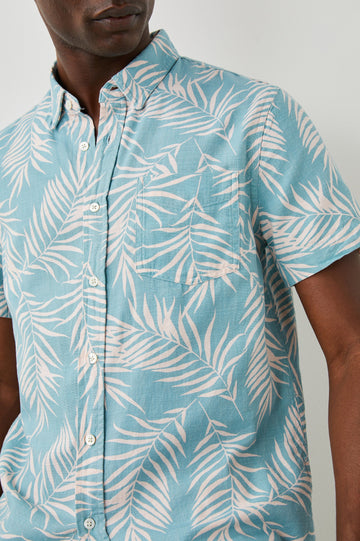 FAIRFAX PALM SHADOW AQUA SHIRT - DETAIL