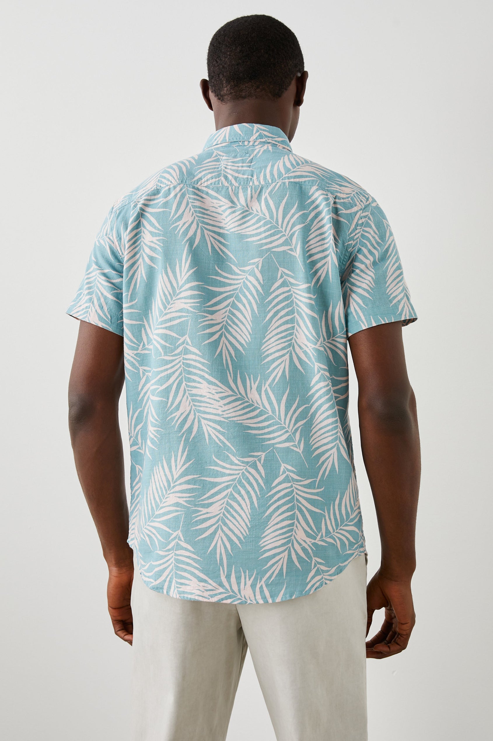 FAIRFAX PALM SHADOW AQUA SHIRT - BACK