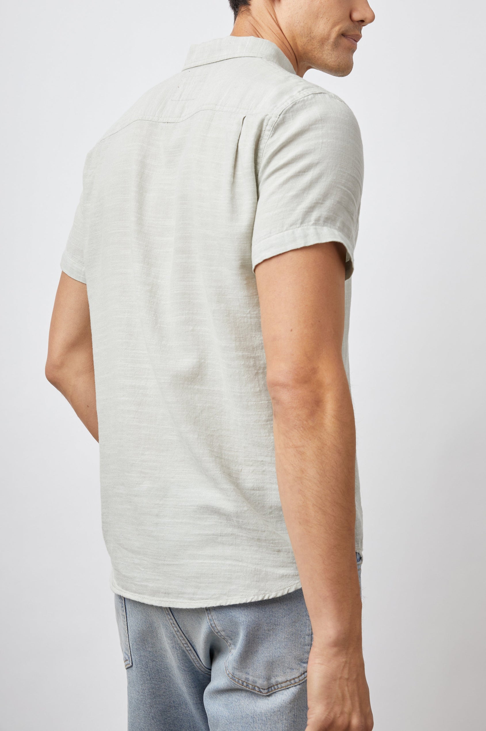 FAIRFAX SHORT SLEEVE BUTTON DOWN - SAGE - BACK BODY