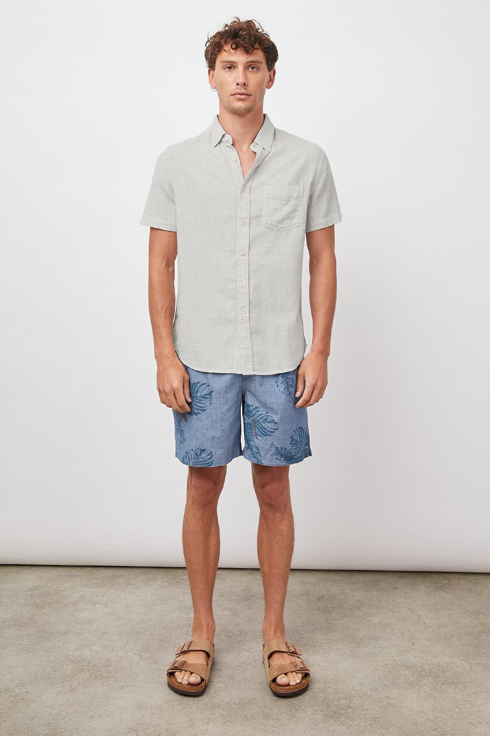 FAIRFAX GREY MELANGE SHORT SLEEVE BUTTON DOWN-FULL FRONT BODY
