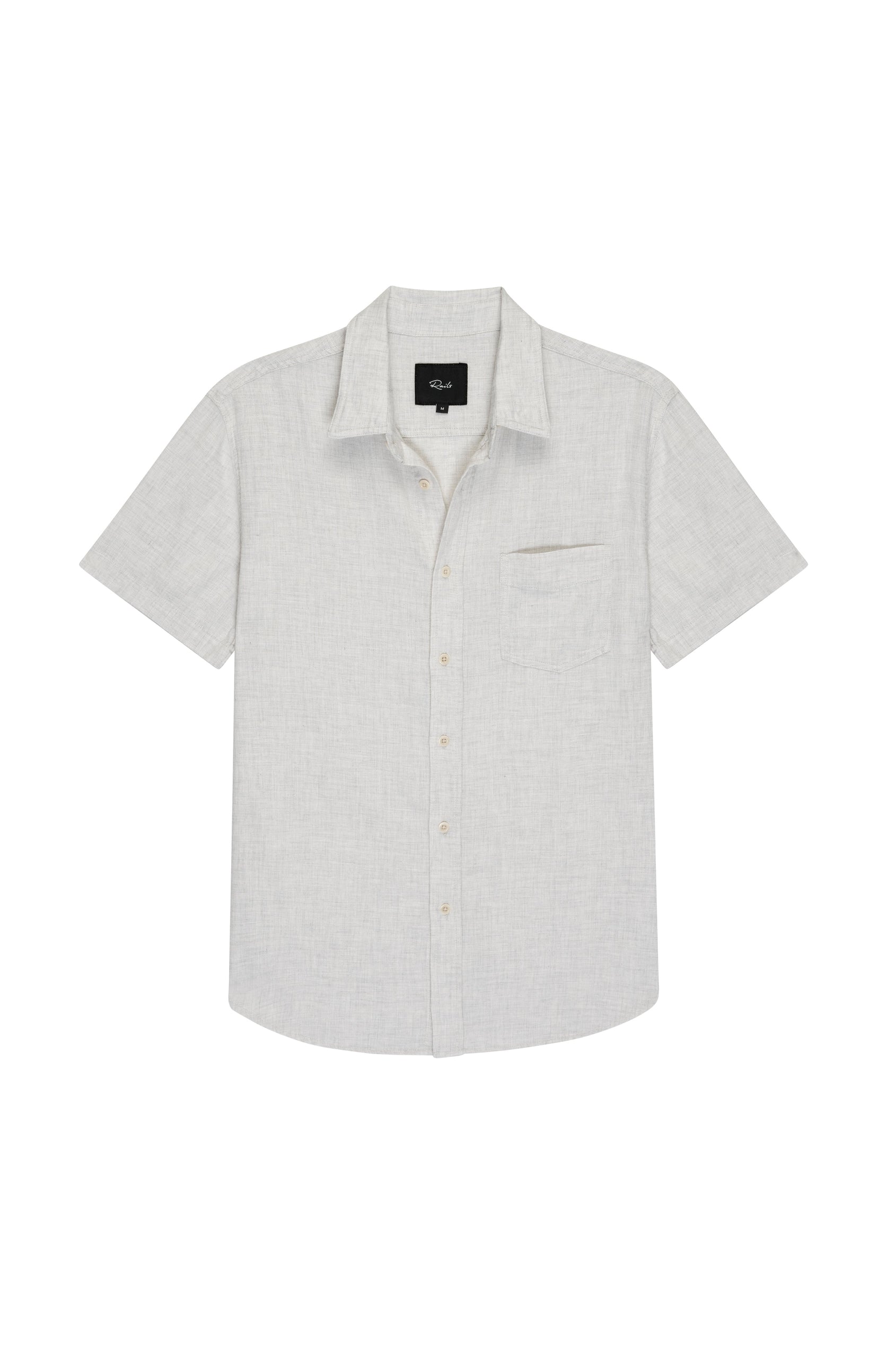 FAIRFAX GREY MELANGE SHORT SLEEVE BUTTON DOWN- FLAT