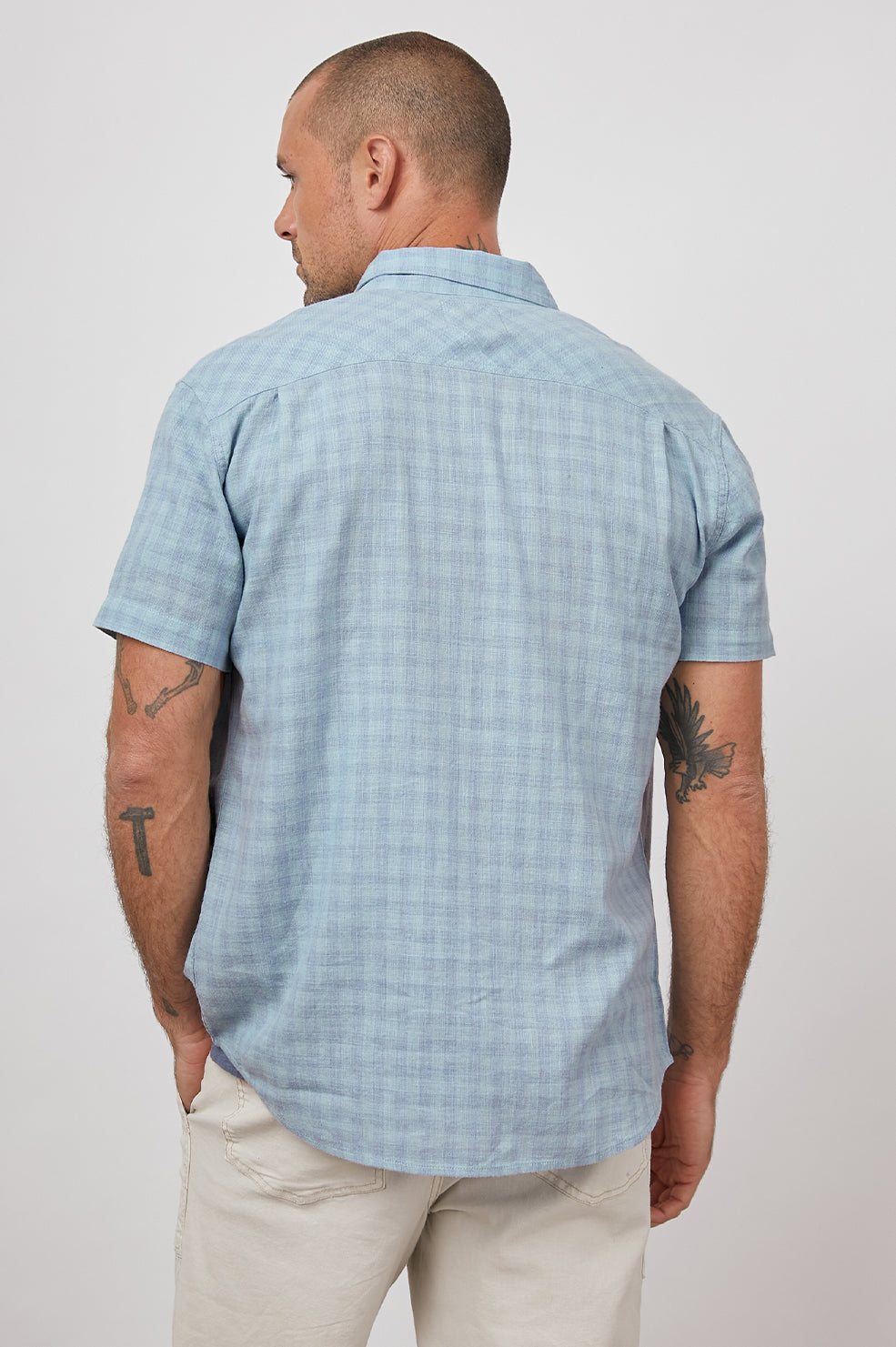 FAIRFAX LUCID SEAFOAM SHORT SLEEVE BUTTON DOWN- BACK