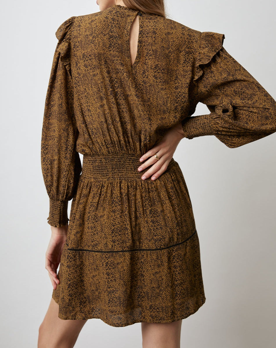 FAREN SEPIA PYTHON DRESS-BACK