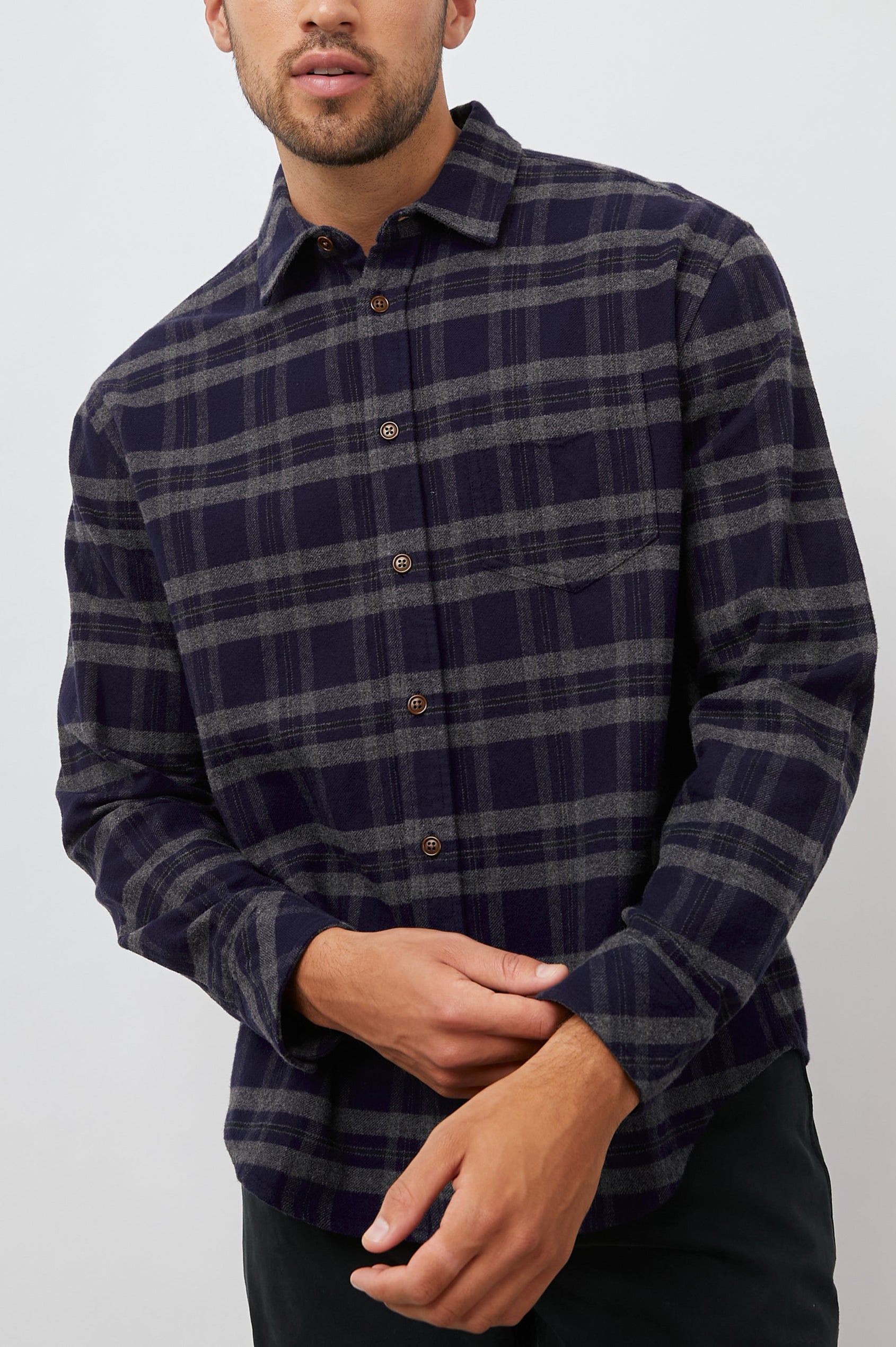 FORRESY SHIRT ANCIENT NAVY MELANGE - FRONT 