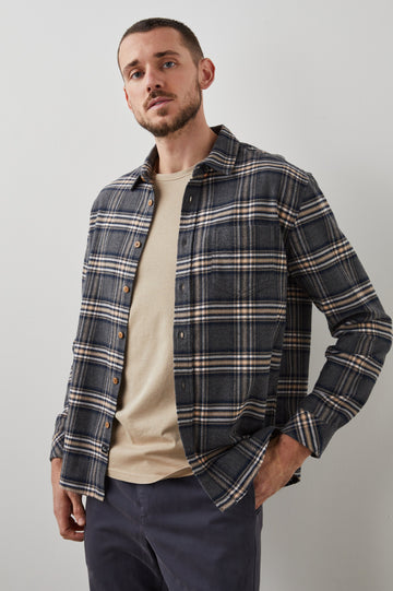 FORREST CHARCOAL FOUNDATION MELANGE SHIRT - FRONT