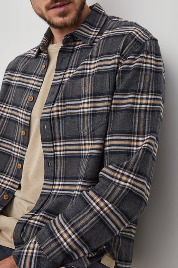 FORREST CHARCOAL FOUNDATION MELANGE SHIRT - DETAIL