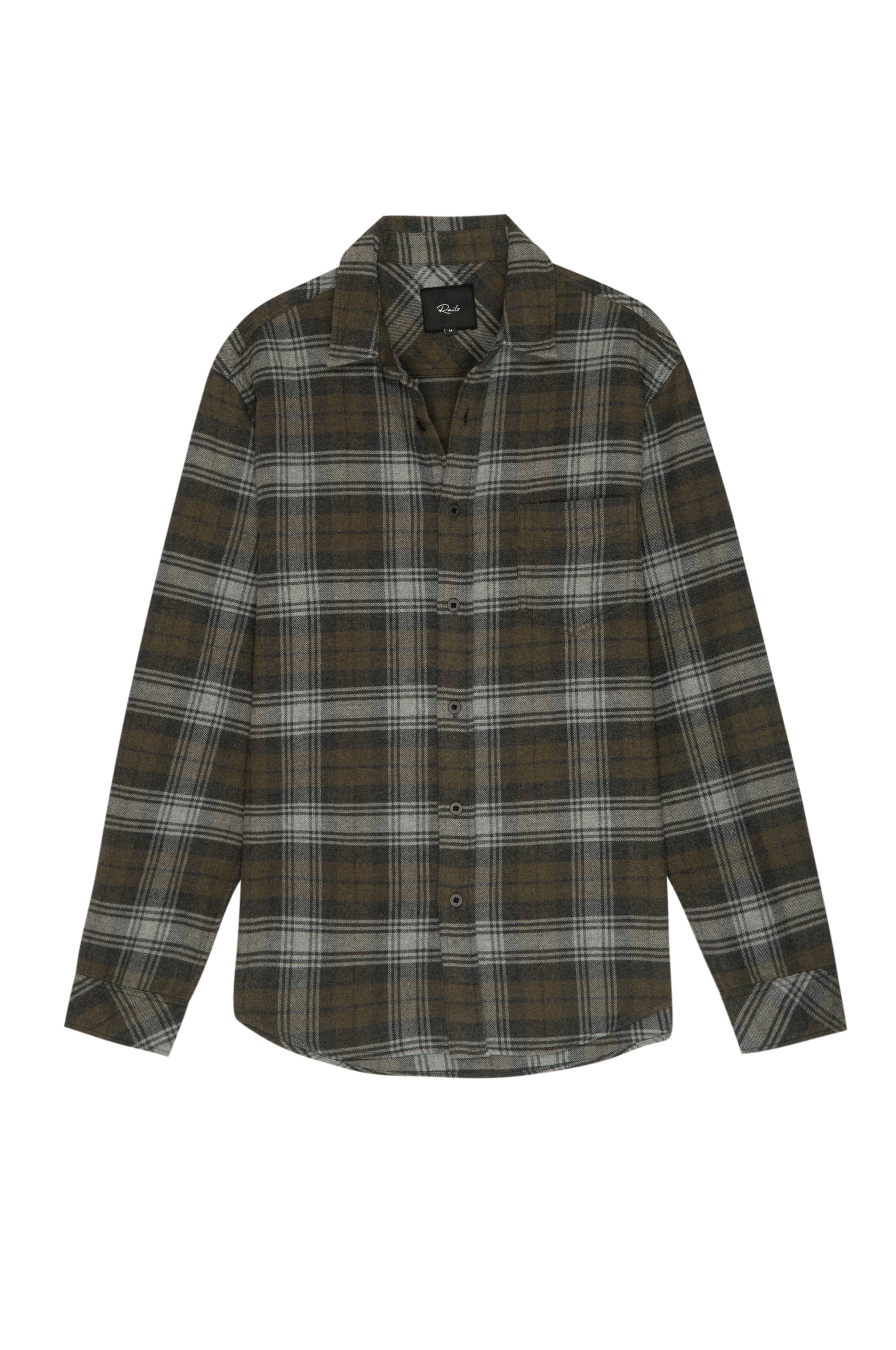 Forrest Charcoal/Olive/Grey Long Sleeve Buttondown Shirt - flat