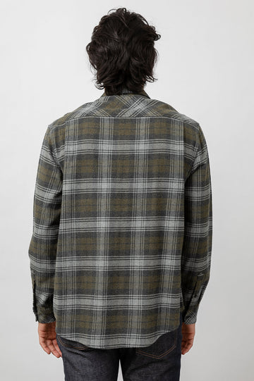 Forrest Charcoal/Olive/Grey Long Sleeve Buttondown Shirt - back
