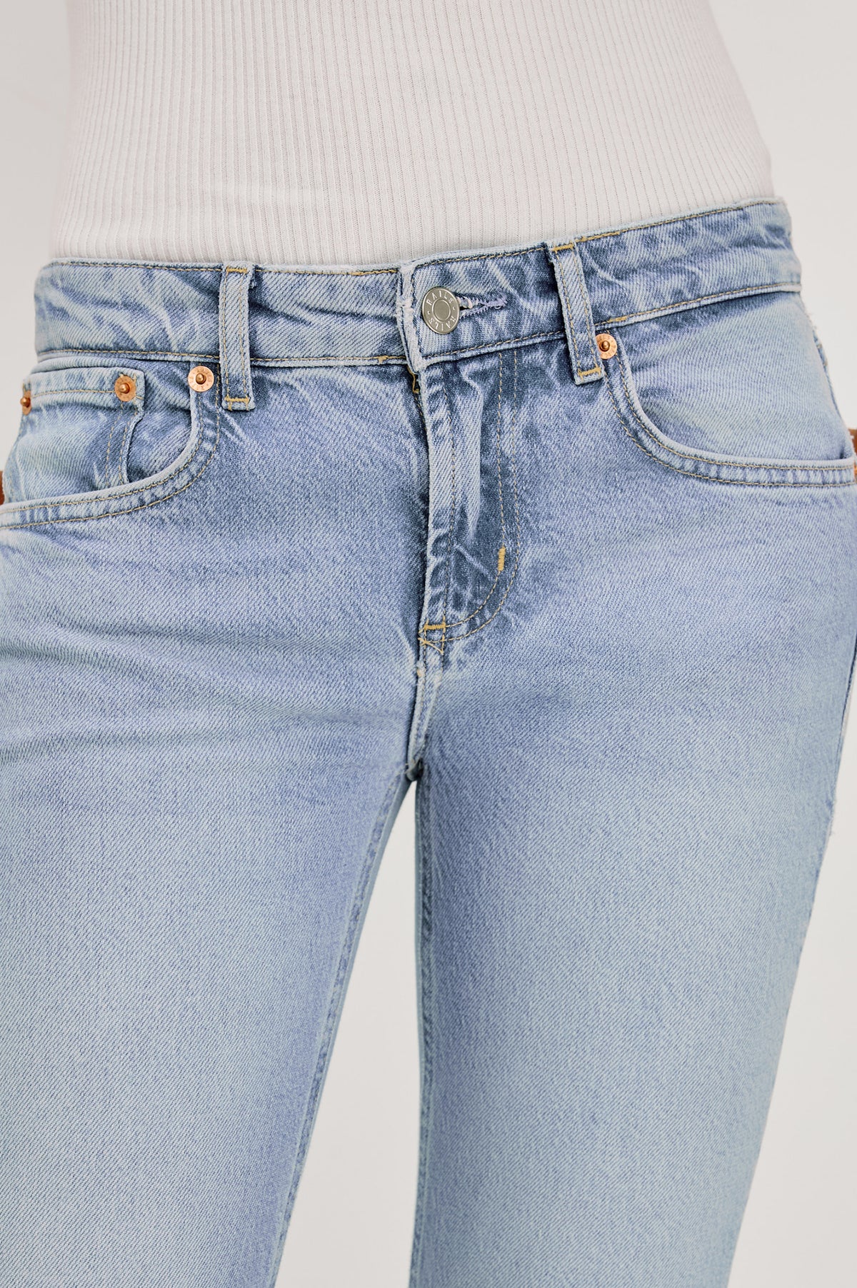 Fremont Bootcut Jean in Comfort Stretch Denim With 5-Pockets and Front Zip Fly in Jasper Colorway - Full Body Front View Featured on Model