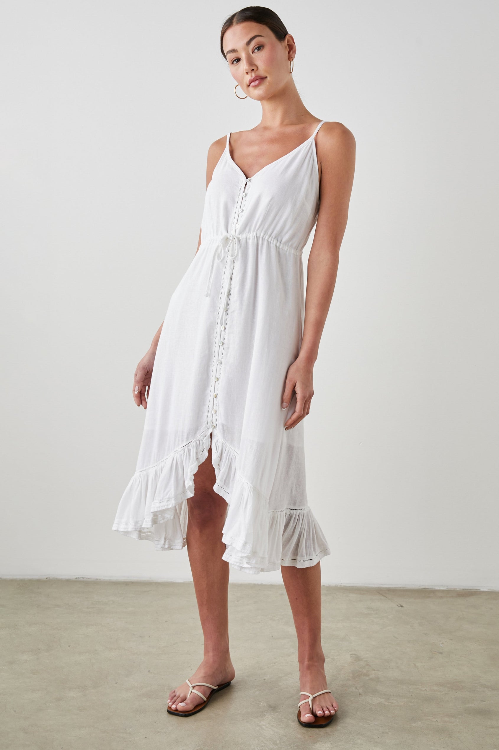 FRIDA DRESS WHITE - FULL FRONT BODY IN MOTION