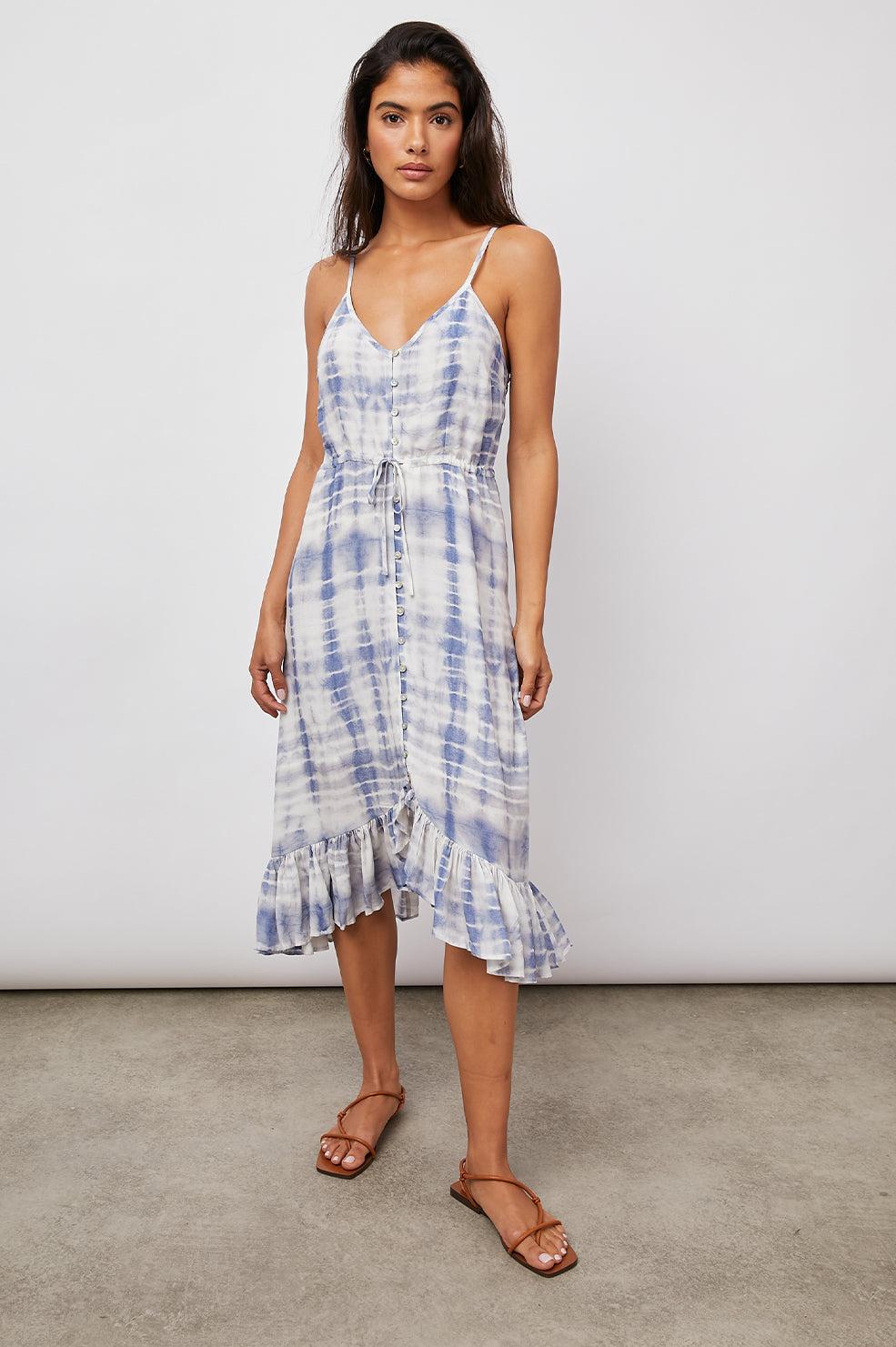 FRIDA INDIGO TIE DYE DRESS-FRONT FULL BODY