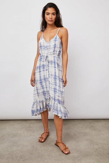 FRIDA INDIGO TIE DYE DRESS-FRONT FULL BODY