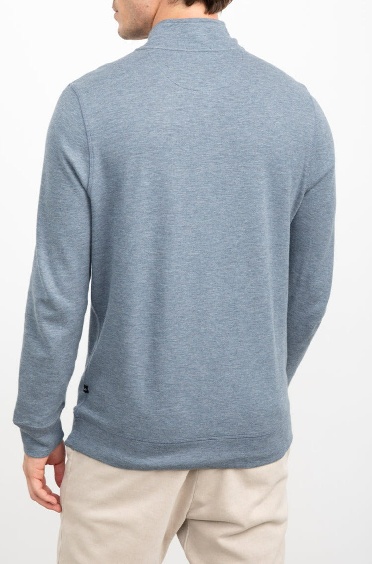 GAVIN BLUE GREY MELANGE QUARTER ZIP CODE-BACK