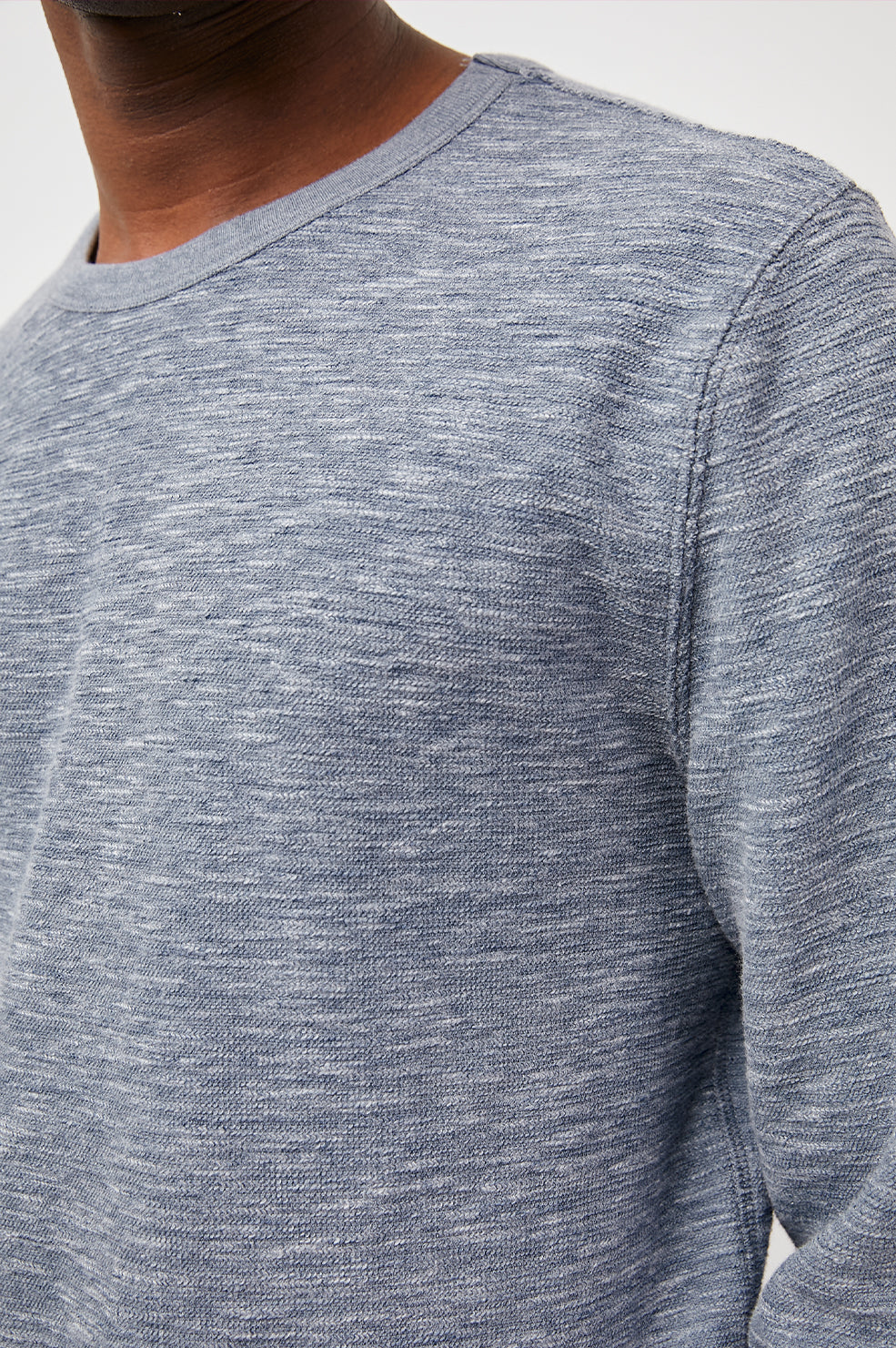 GEOFFREY HEATHER BLUE HENLEY- DETAIL
