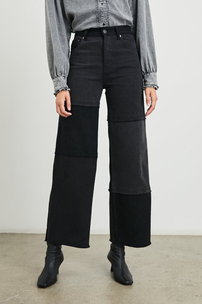 GETTY CROP WIDE LEG - BLACK PATCHWORK