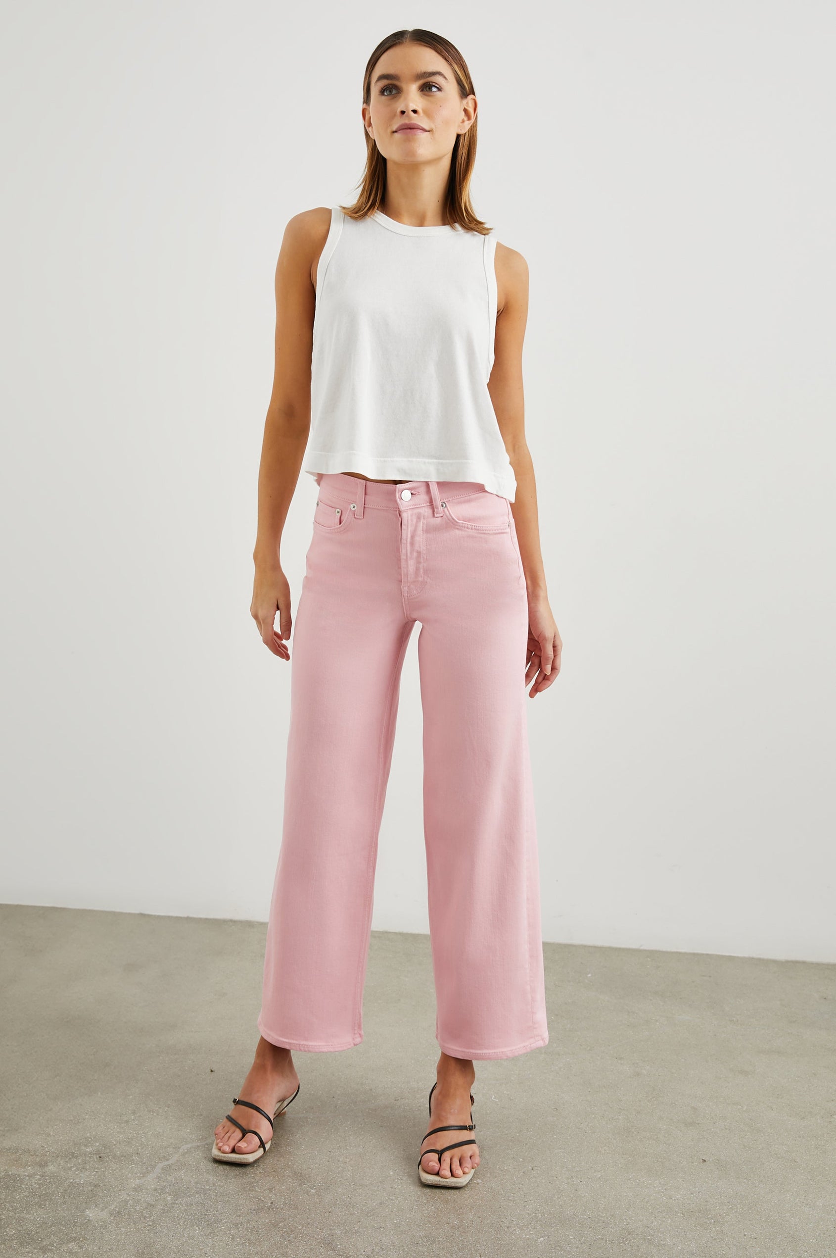 GETTY CROP WIDE LEG - BUBBLE GUM - FRONT FULL BODY