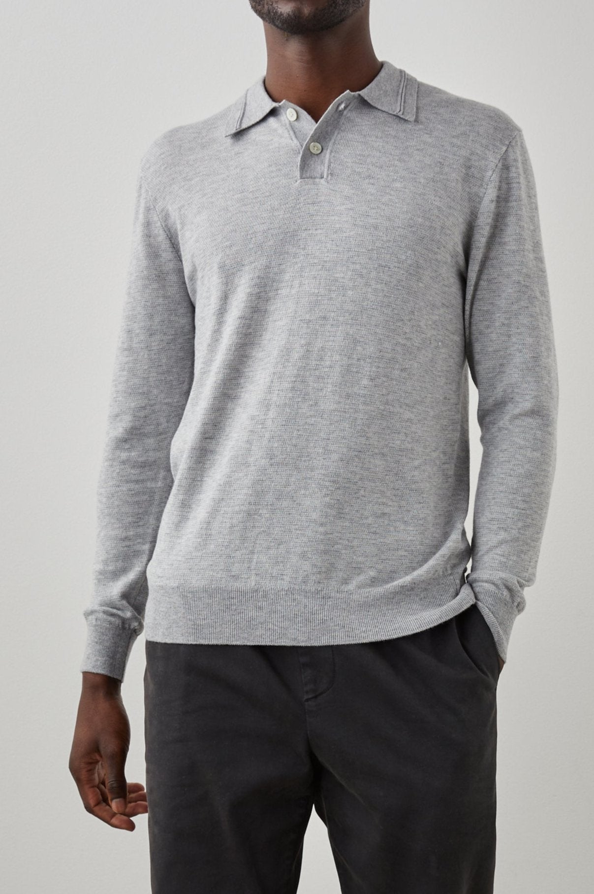 GREENWICH HEATHER GREY CREAM SWEATER - FRONT FULL BODY