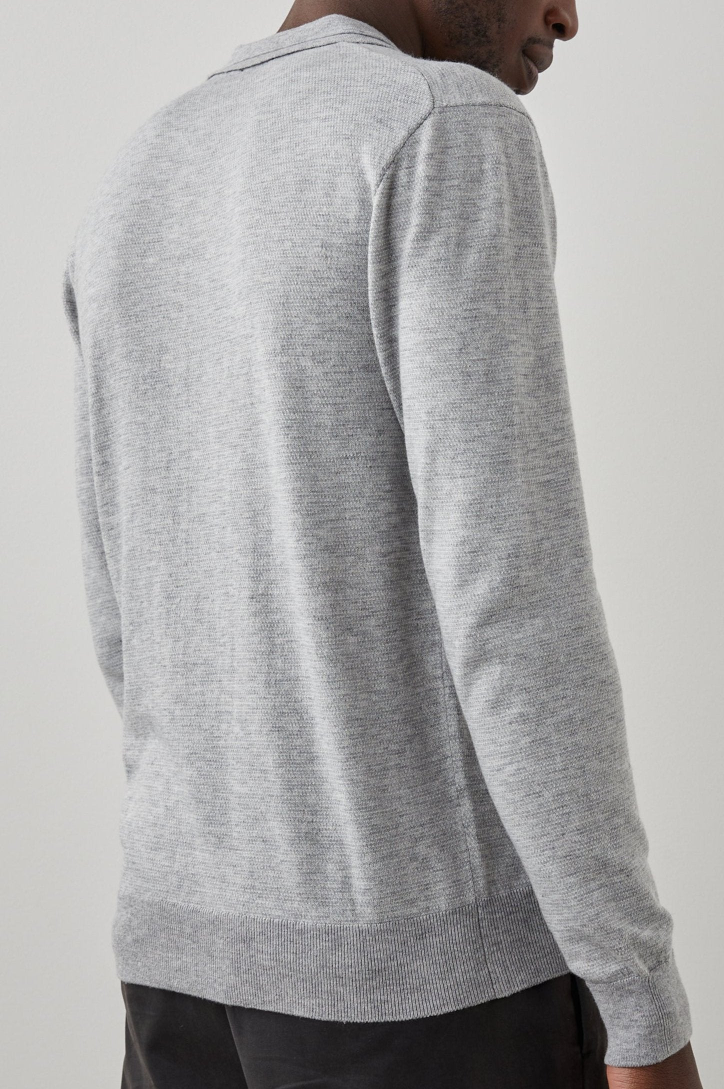 GREENWICH HEATHER GREY CREAM SWEATER - BACK