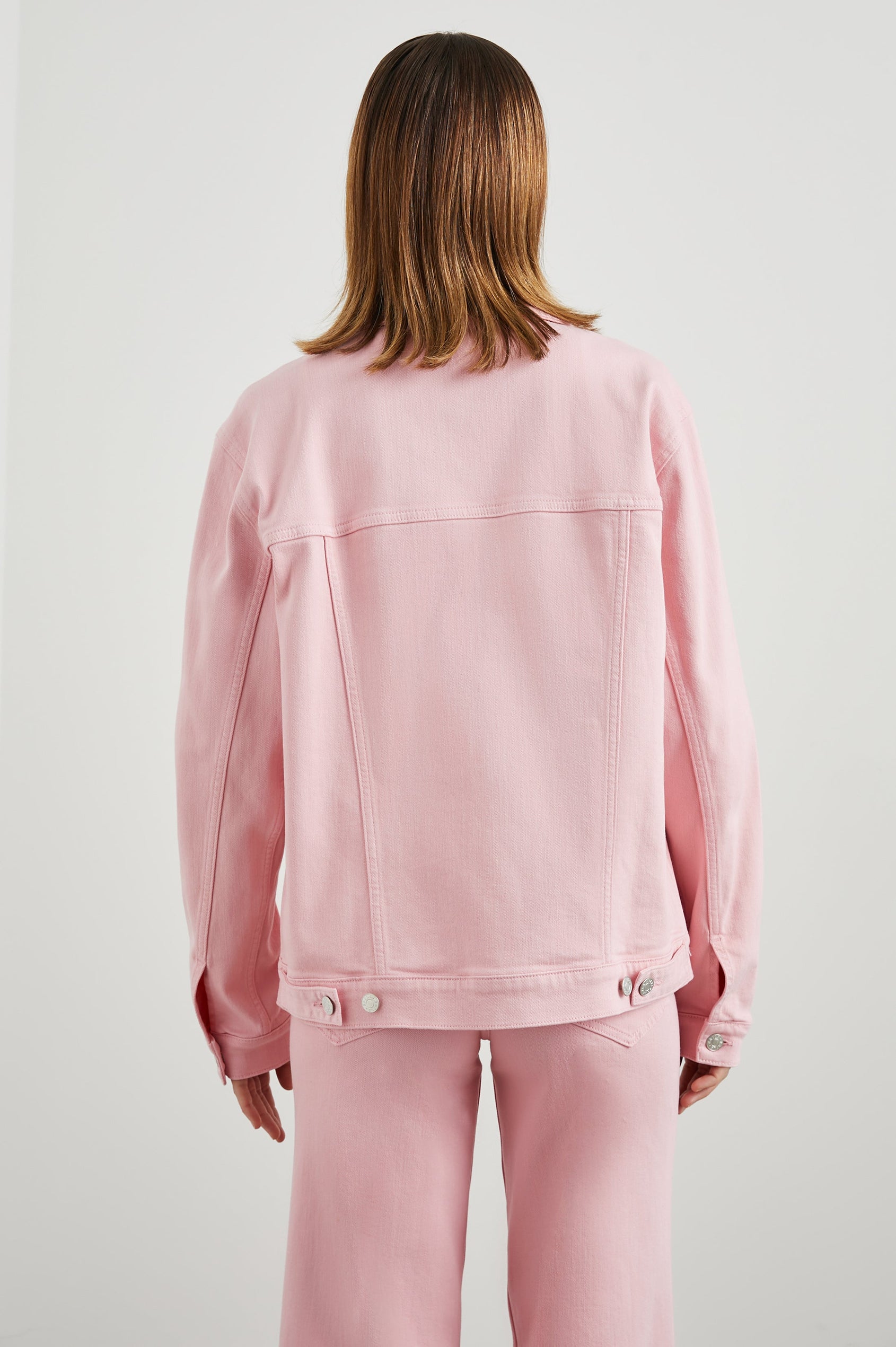GROVE BOYFRIEND TRUCKER JACKET - BUBBLE GUM - BACK BODY