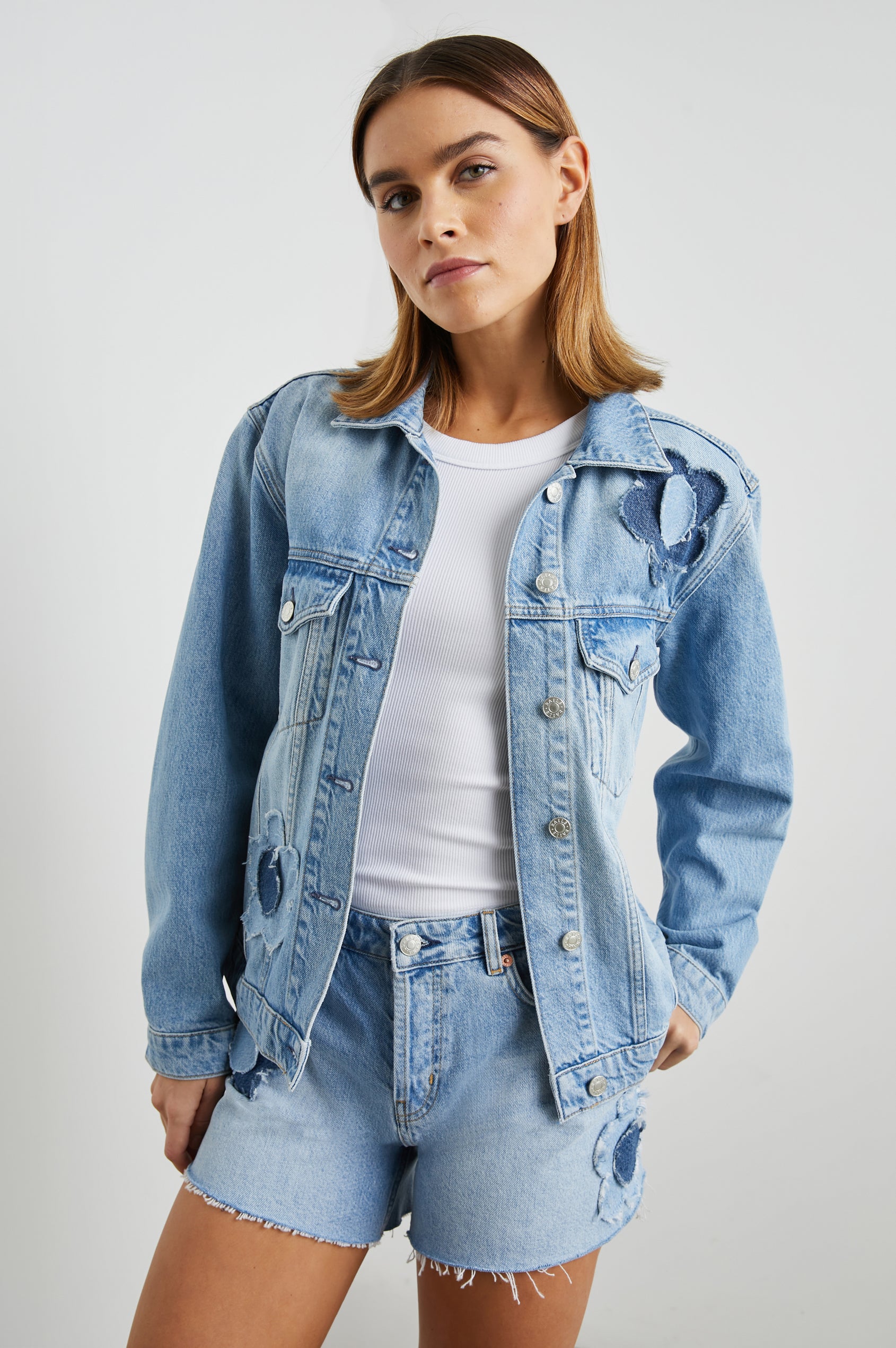 GROVE BOYFRIEND TRUCKER JACKET - INDIGO BLOOM