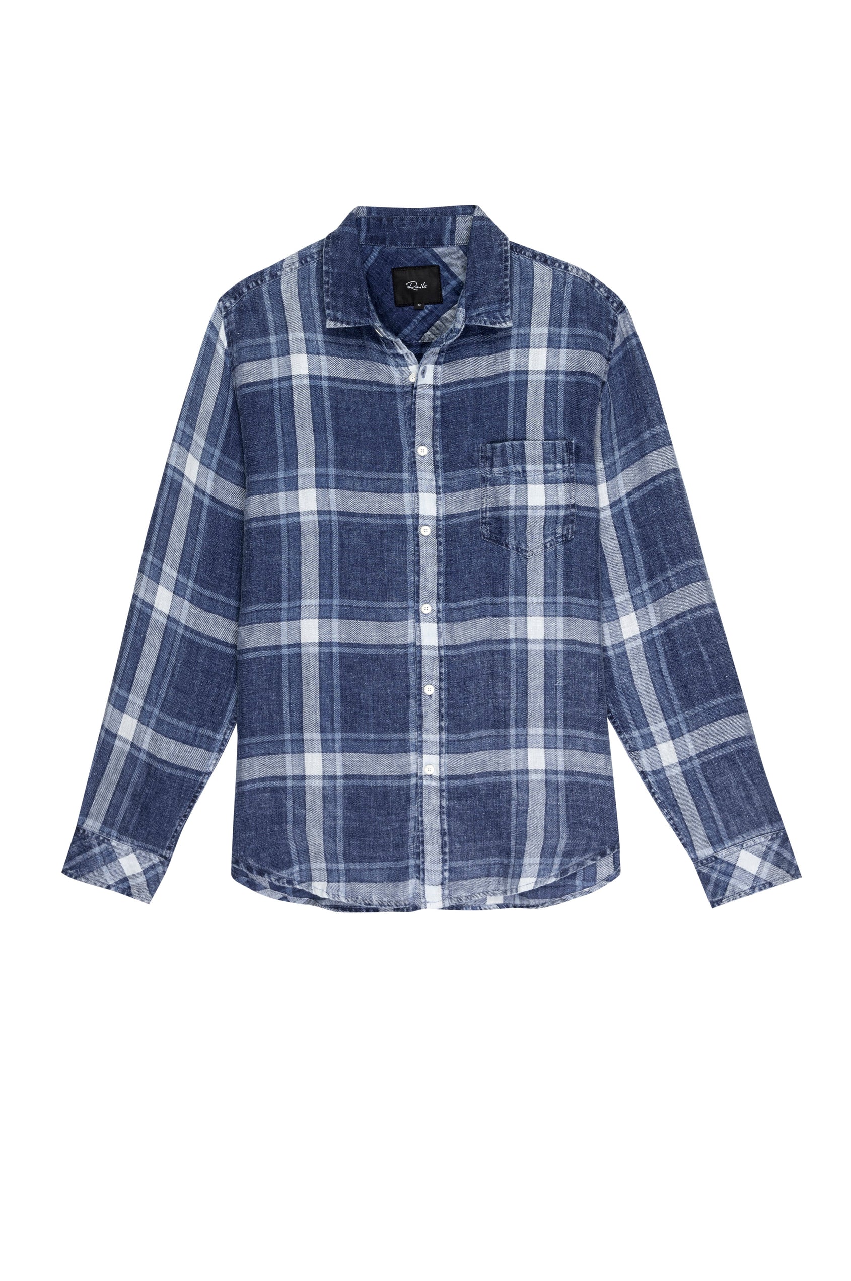 HAVANA INDIGO GLEN PLAID BUTTON DOWN LONG SLEEVE SHIRT-FLAT