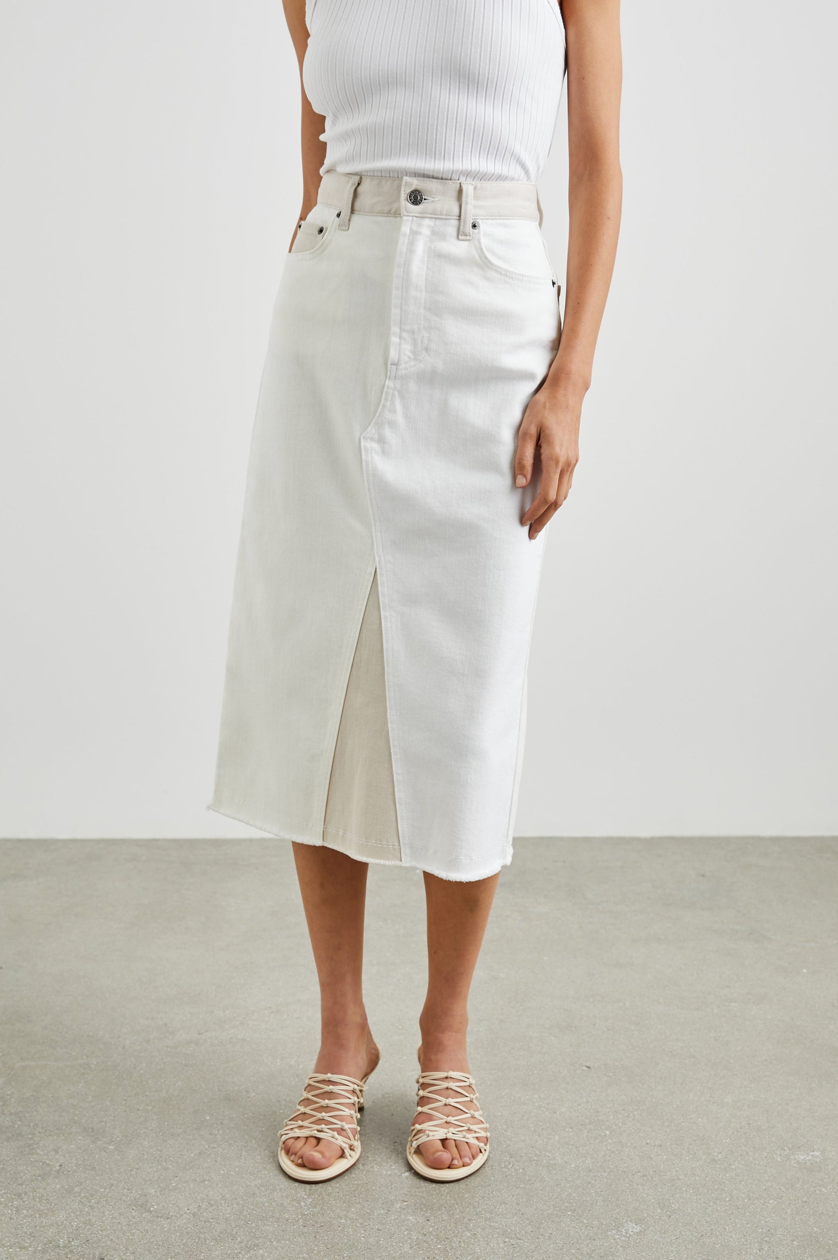 HIGHLAND SKIRT - ECRU PATCHWORK - FRONT 