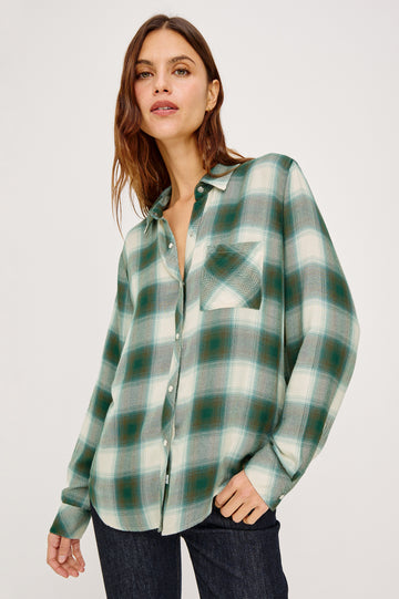 HUNTER SHIRT - IVORY OLIVE TEAL