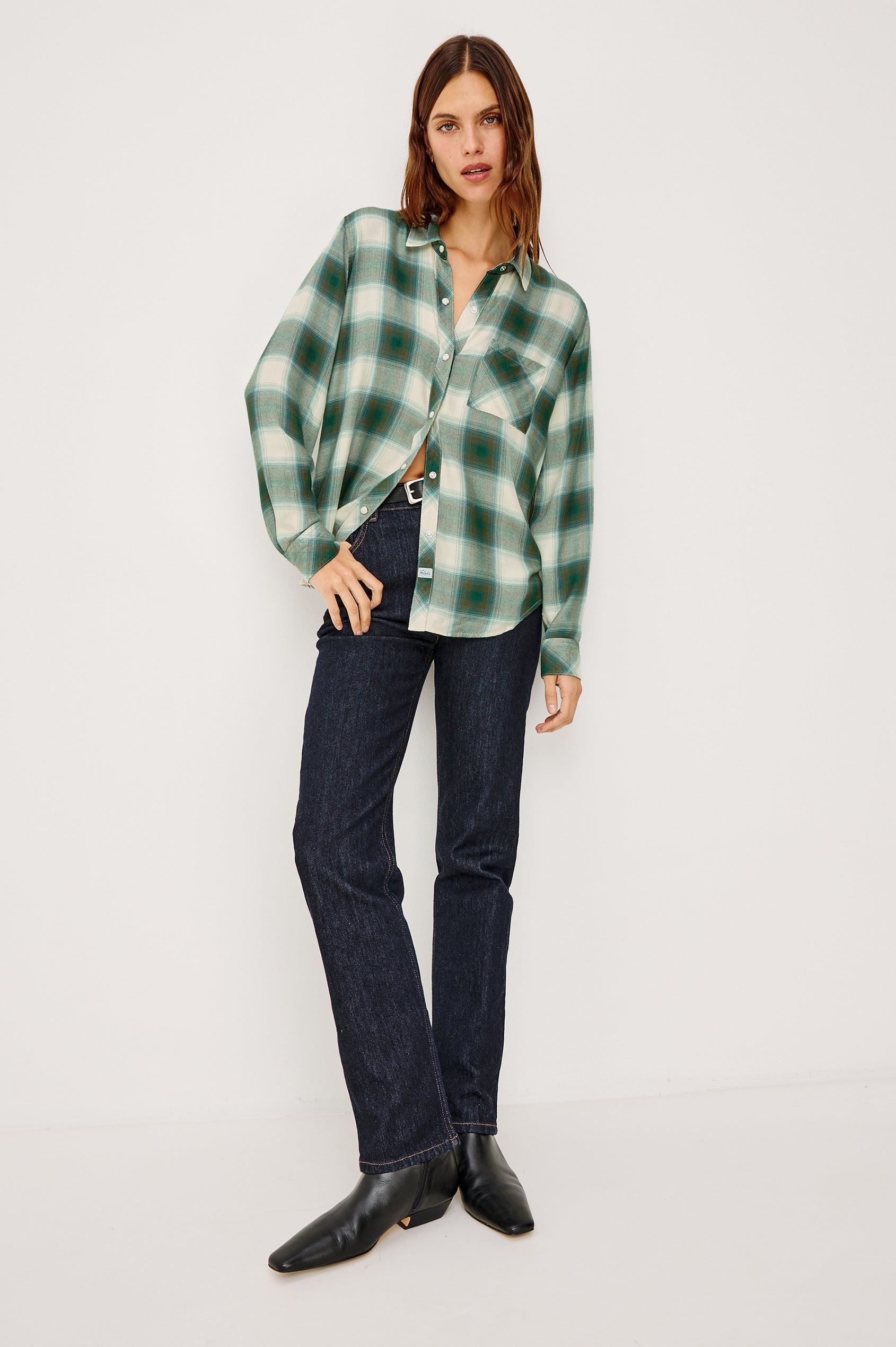 HUNTER SHIRT - IVORY OLIVE TEAL