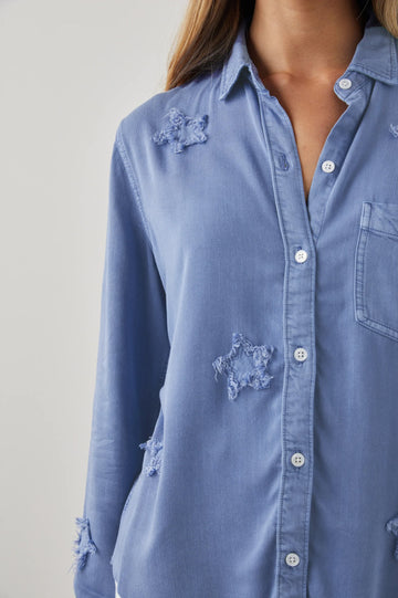 INGRID RAW SHIRT FRENCH MILITARY STARS - DETAIL